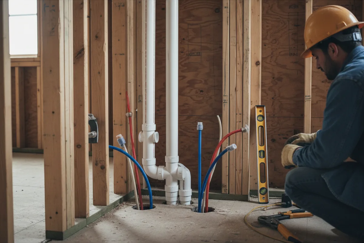 Drain and supply rough-in during Leak Detection in Joelton