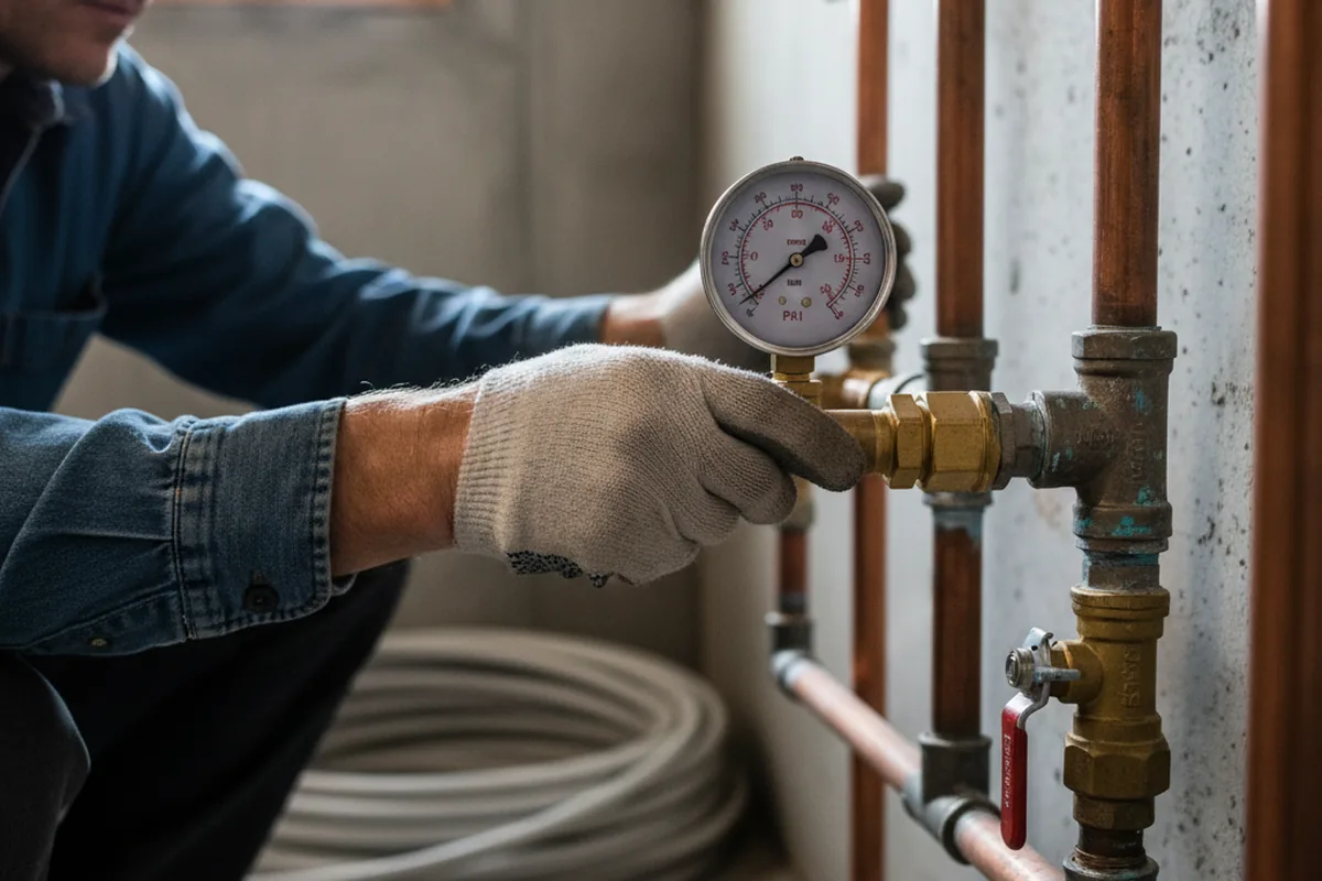 Pressure testing a repaired line during Water Line Repair in Joelton
